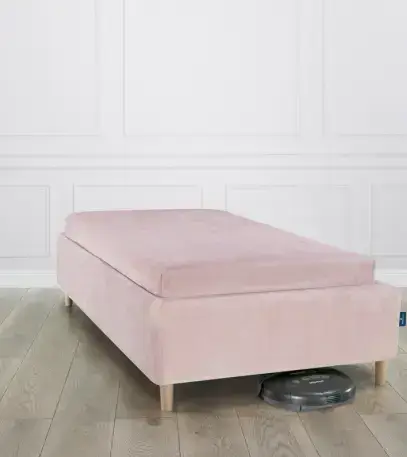 RoyalDreams Łóżko z pojemnikiem przyjazne dla alergików WELUR POWDER PINK 